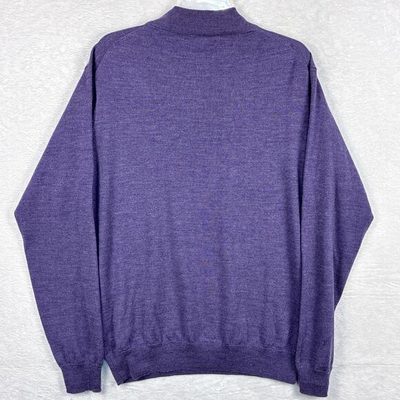 Peter Millar Mens L Purple Merino Wool 1/4 Zip Golf Preppy Pullover Sweater - Picture 4 of 9